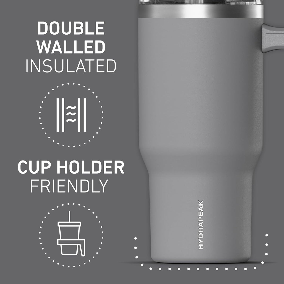 Voyager 25oz Insulated Tumbler with Handle & 2-in-1 Sip & Straw Lid, Everyday Stainless Steel, Travel, Cupholder Friendly Reusable Water Bottle for Work, Office, School & Commuting (Ivory)