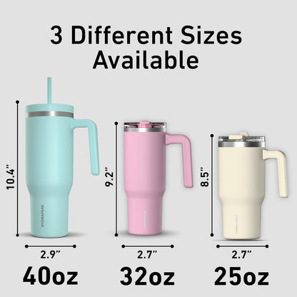 Voyager 25oz Insulated Tumbler with Handle & 2-in-1 Sip & Straw Lid, Everyday Stainless Steel, Travel, Cupholder Friendly Reusable Water Bottle for Work, Office, School & Commuting (Ivory)