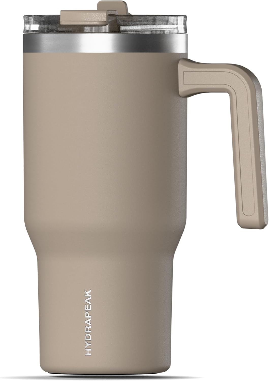 Voyager 25oz Insulated Tumbler with Handle & 2-in-1 Sip & Straw Lid, Everyday Stainless Steel, Travel, Cupholder Friendly Reusable Water Bottle for Work, Office, School & Commuting (Ivory)