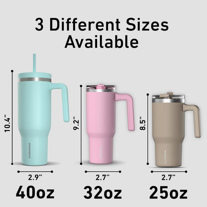 Voyager 25oz Insulated Tumbler with Handle & 2-in-1 Sip & Straw Lid, Everyday Stainless Steel, Travel, Cupholder Friendly Reusable Water Bottle for Work, Office, School & Commuting (Ivory)