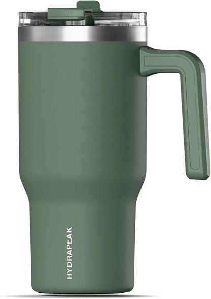 Voyager 25oz Insulated Tumbler with Handle & 2-in-1 Sip & Straw Lid, Everyday Stainless Steel, Travel, Cupholder Friendly Reusable Water Bottle for Work, Office, School & Commuting (Ivory)