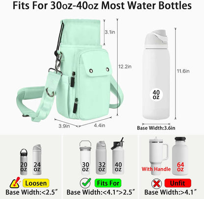 Water Bottle Holder with Strap 32 40oz Crossbody Insulated Water Bottle Carrier Sling Bag with Adjustable Wide Strap and Phone Purse 5 Pockets for Walking Hiking Gym Travel