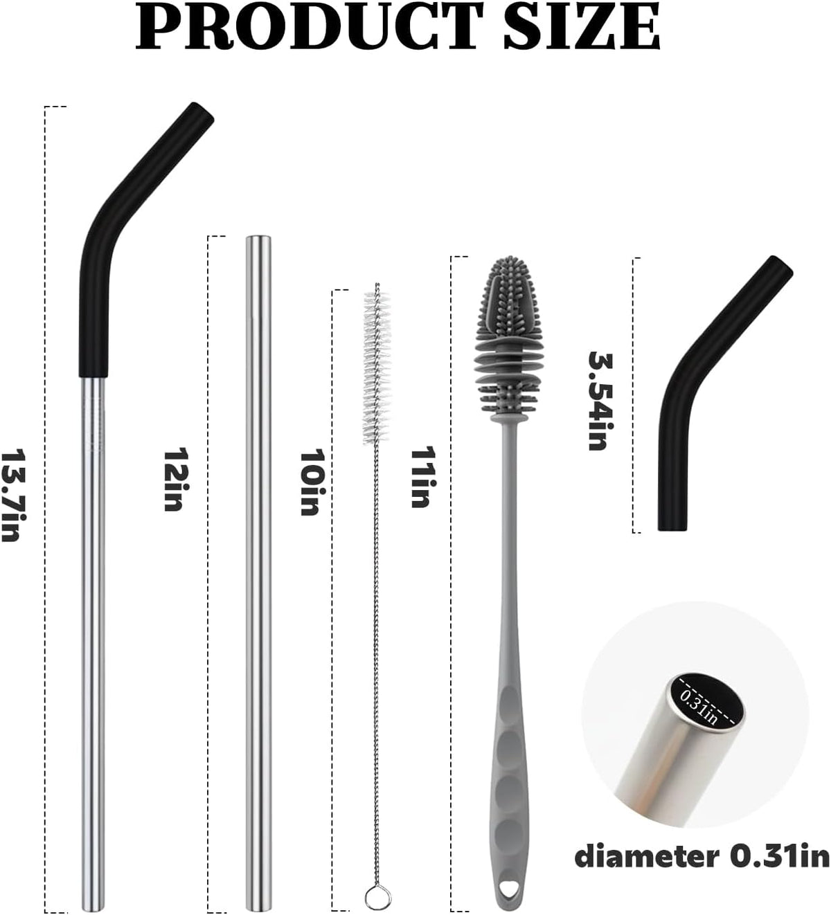 4 Pack 12" Long Replacement Straws for 40oz Stanley Tumblers