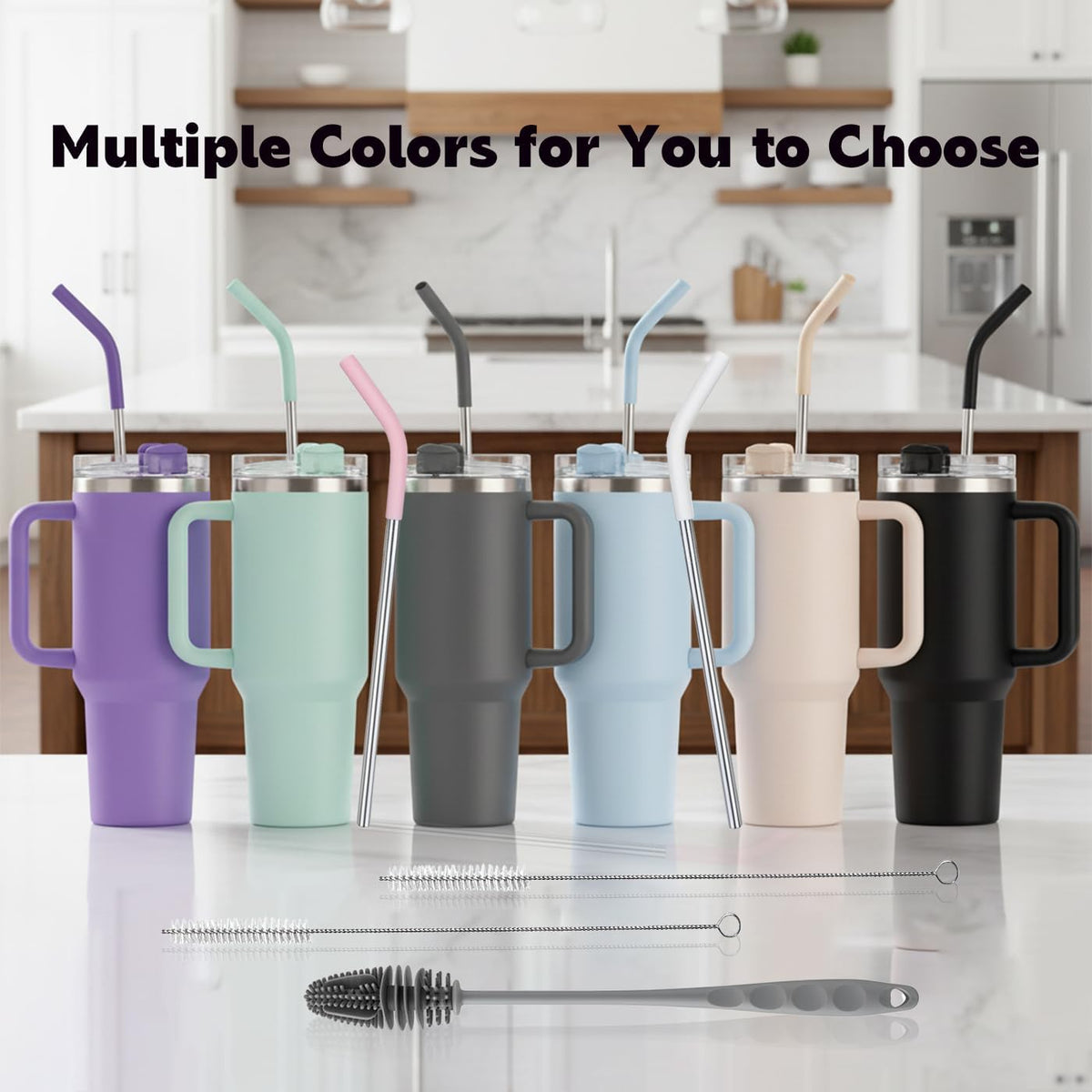 4 Pack 12" Long Replacement Straws for 40oz Stanley Tumblers