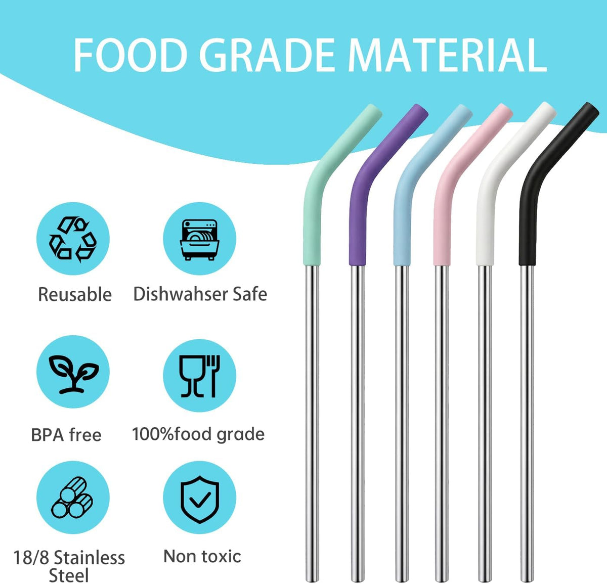 4 Pack 12" Long Replacement Straws for 40oz Stanley Tumblers