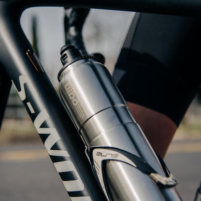 Vacuum Insulated Stainless Steel Bike Water Bottle, Double Wall, No-Squeeze, Fast Flow Sport Nozzle, Designed for Cycling, Biking, Fitness & Sports, Fits Most Bike Cages (Brushed, 23OZ)