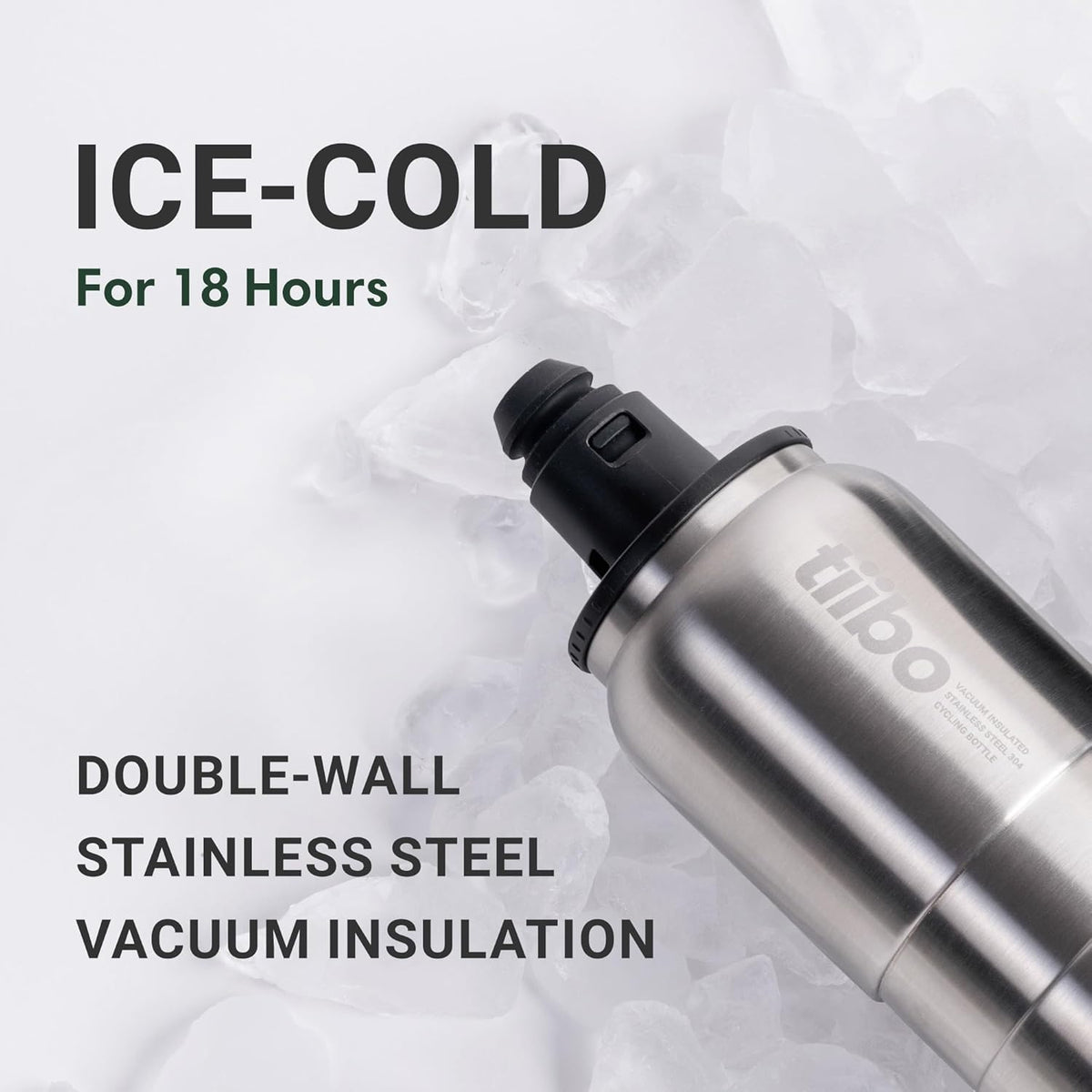 Vacuum Insulated Stainless Steel Bike Water Bottle, Double Wall, No-Squeeze, Fast Flow Sport Nozzle, Designed for Cycling, Biking, Fitness & Sports, Fits Most Bike Cages (Brushed, 23OZ)