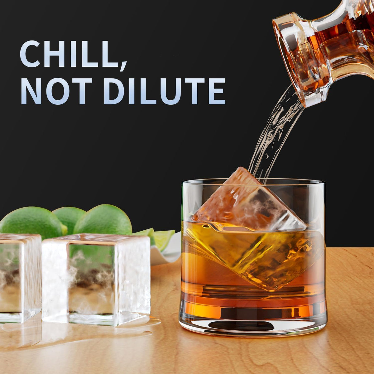 Large Ice Cube Tray for Whiskey: Silicone Ice Cube Trays with Lid - Big Square Old Fashioned Ice Cube Maker for Cocktail - 2inch Huge Cubed Ice Trays for Whisky