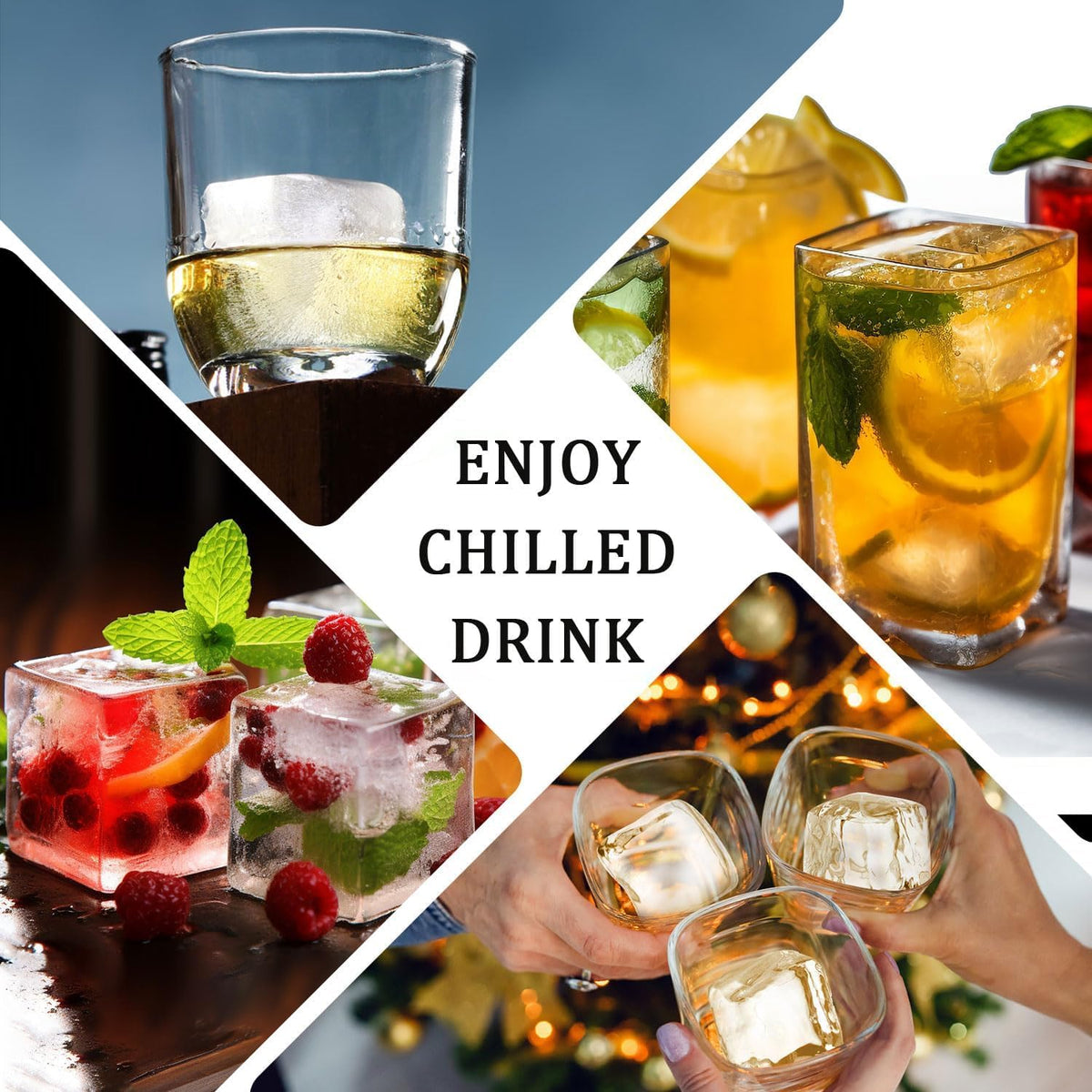 Large Ice Cube Tray for Whiskey: Silicone Ice Cube Trays with Lid - Big Square Old Fashioned Ice Cube Maker for Cocktail - 2inch Huge Cubed Ice Trays for Whisky
