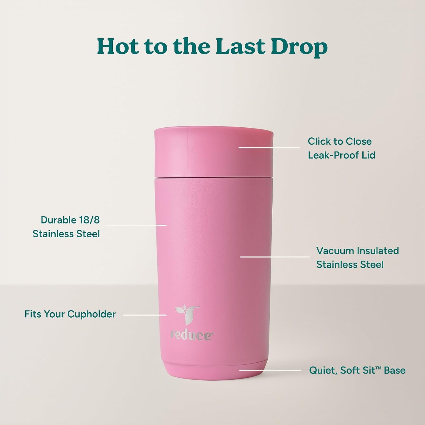 Perk 10oz Insulated Coffee Tumbler – Leak-Proof with Lockable Lid and Vacuum Insulation–Durable Stainless Steel–Fits Car Cup Holders–One-Handed Travel Mug in Sand Leopard Print - Rosebud