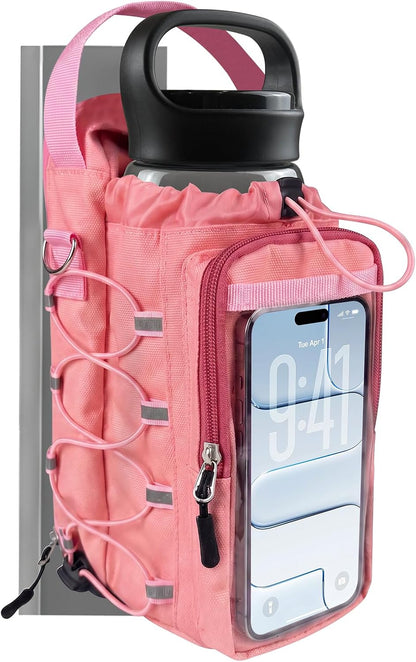 Magnetic Gym Bag, Magnetic Gym Water Bottle Bag with Strap 4 Strong Magnets, Upgraded Clear Design Phone Bag, Gym Gifts for Men & Women Gym accessories (Black)
