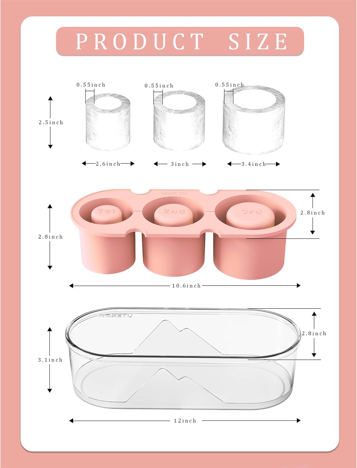 Silicone Ice Mold for Stanley Cup 30 40oz, Tumbler Ice Maker