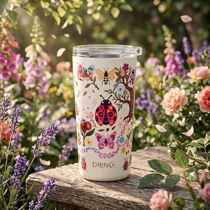 20 oz Stainless Steel Tumbler | Double Walled Vacuum Insulated Mug With Lid, 2 Straws, For Hot & Cold Drinks (20oz Dragonfly)