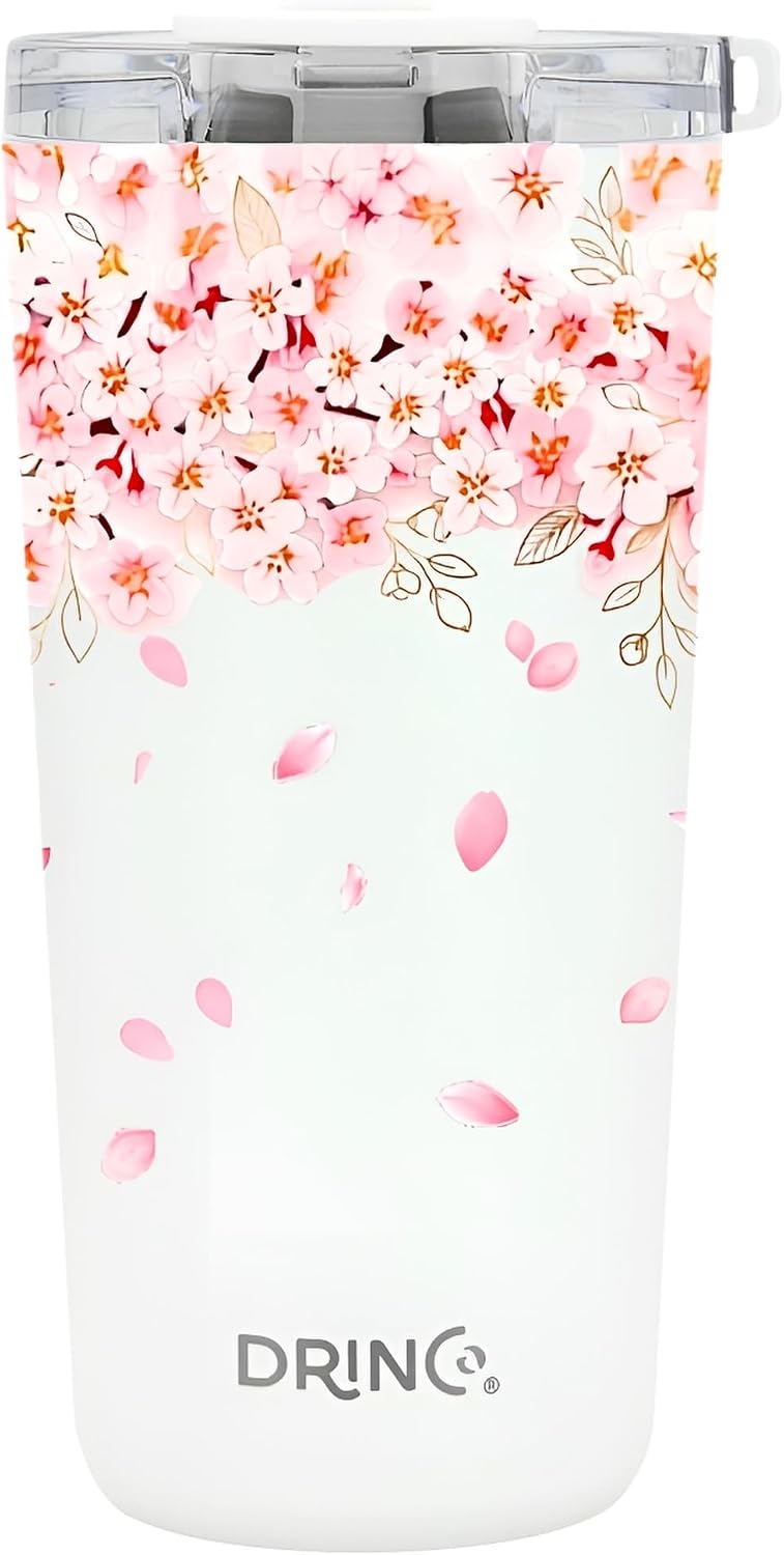 20 oz Stainless Steel Tumbler | Double Walled Vacuum Insulated Mug With Lid, 2 Straws, For Hot & Cold Drinks (20oz Dragonfly)