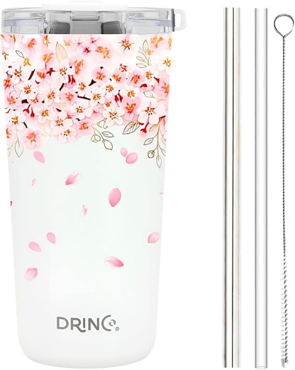 20 oz Stainless Steel Tumbler | Double Walled Vacuum Insulated Mug With Lid, 2 Straws, For Hot & Cold Drinks (20oz Dragonfly)