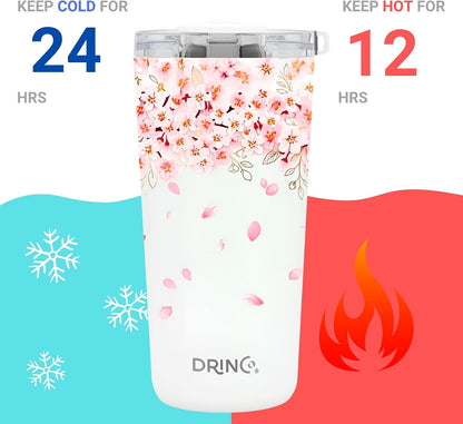 20 oz Stainless Steel Tumbler | Double Walled Vacuum Insulated Mug With Lid, 2 Straws, For Hot & Cold Drinks (20oz Dragonfly)