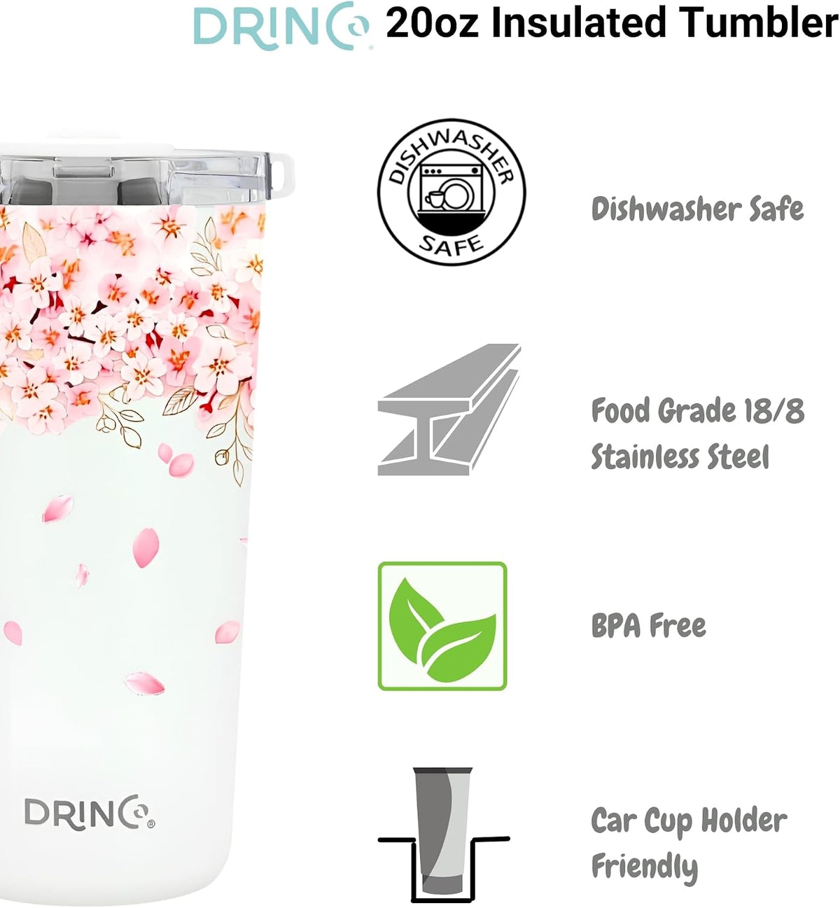 20 oz Stainless Steel Tumbler | Double Walled Vacuum Insulated Mug With Lid, 2 Straws, For Hot & Cold Drinks (20oz Dragonfly)
