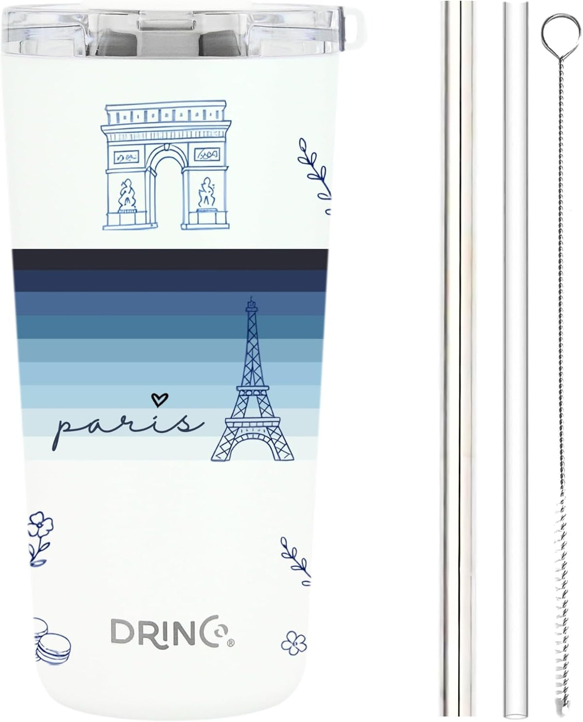 20 oz Stainless Steel Tumbler | Double Walled Vacuum Insulated Mug With Lid, 2 Straws, For Hot & Cold Drinks (20oz Dragonfly)