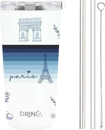 20 oz Stainless Steel Tumbler | Double Walled Vacuum Insulated Mug With Lid, 2 Straws, For Hot & Cold Drinks (20oz Dragonfly)