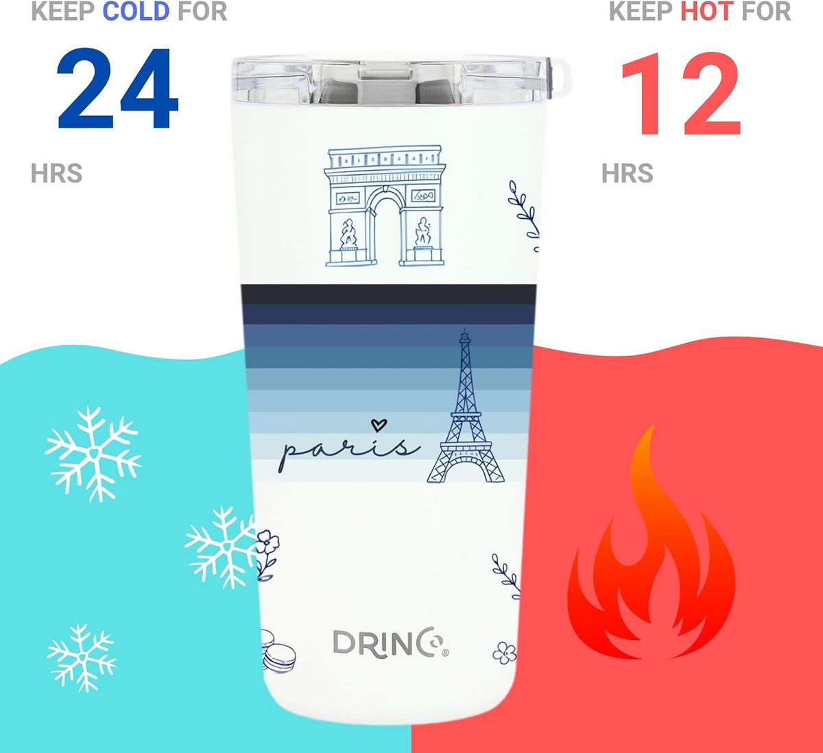 20 oz Stainless Steel Tumbler | Double Walled Vacuum Insulated Mug With Lid, 2 Straws, For Hot & Cold Drinks (20oz Dragonfly)