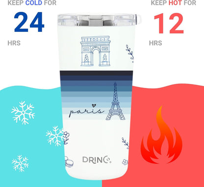20 oz Stainless Steel Tumbler | Double Walled Vacuum Insulated Mug With Lid, 2 Straws, For Hot & Cold Drinks (20oz Dragonfly)