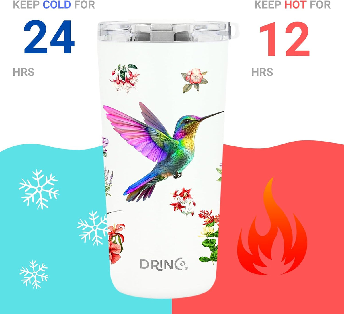20 oz Stainless Steel Tumbler | Double Walled Vacuum Insulated Mug With Lid, 2 Straws, For Hot & Cold Drinks (20oz Dragonfly)