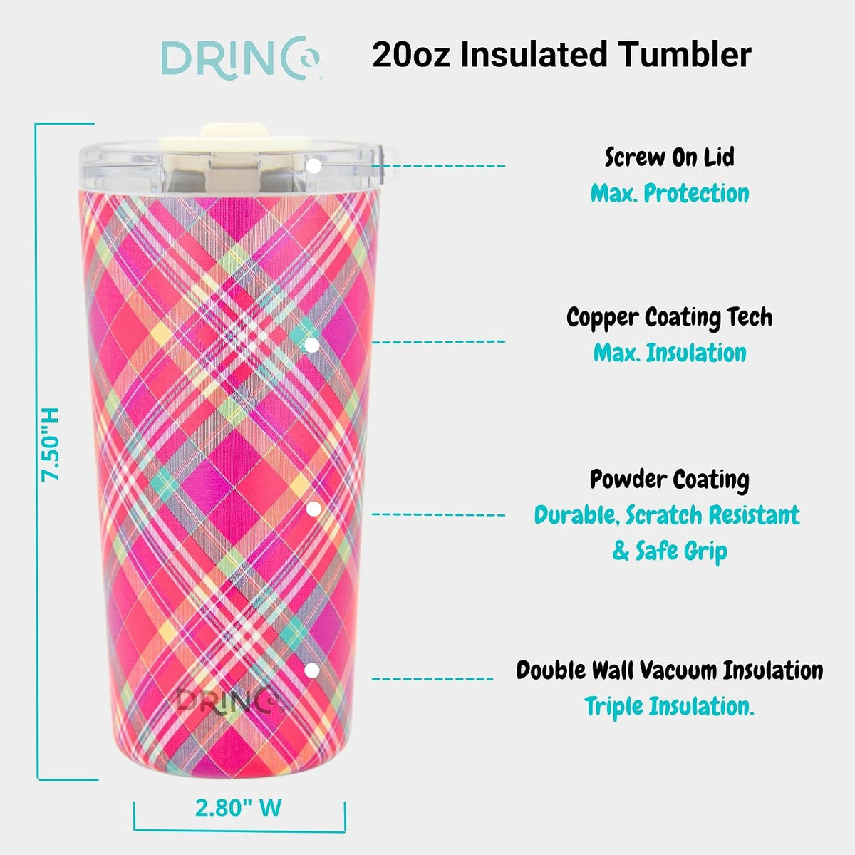 20 oz Stainless Steel Tumbler | Double Walled Vacuum Insulated Mug With Lid, 2 Straws, For Hot & Cold Drinks (20oz Dragonfly)