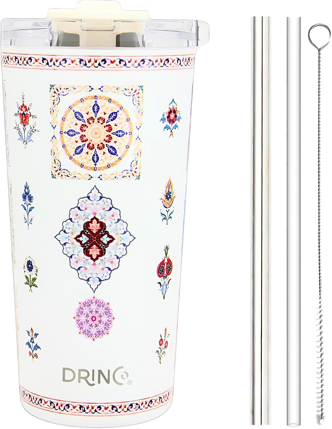 20 oz Stainless Steel Tumbler | Double Walled Vacuum Insulated Mug With Lid, 2 Straws, For Hot & Cold Drinks (20oz Dragonfly)