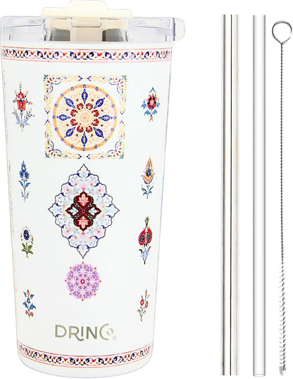 20 oz Stainless Steel Tumbler | Double Walled Vacuum Insulated Mug With Lid, 2 Straws, For Hot & Cold Drinks (20oz Dragonfly)