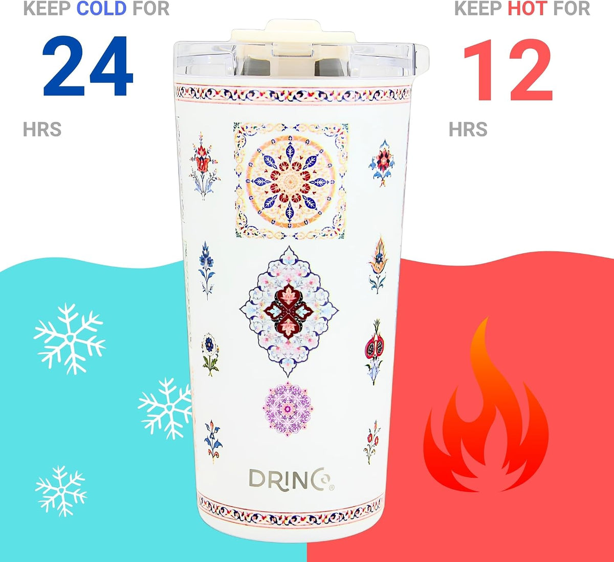 20 oz Stainless Steel Tumbler | Double Walled Vacuum Insulated Mug With Lid, 2 Straws, For Hot & Cold Drinks (20oz Dragonfly)