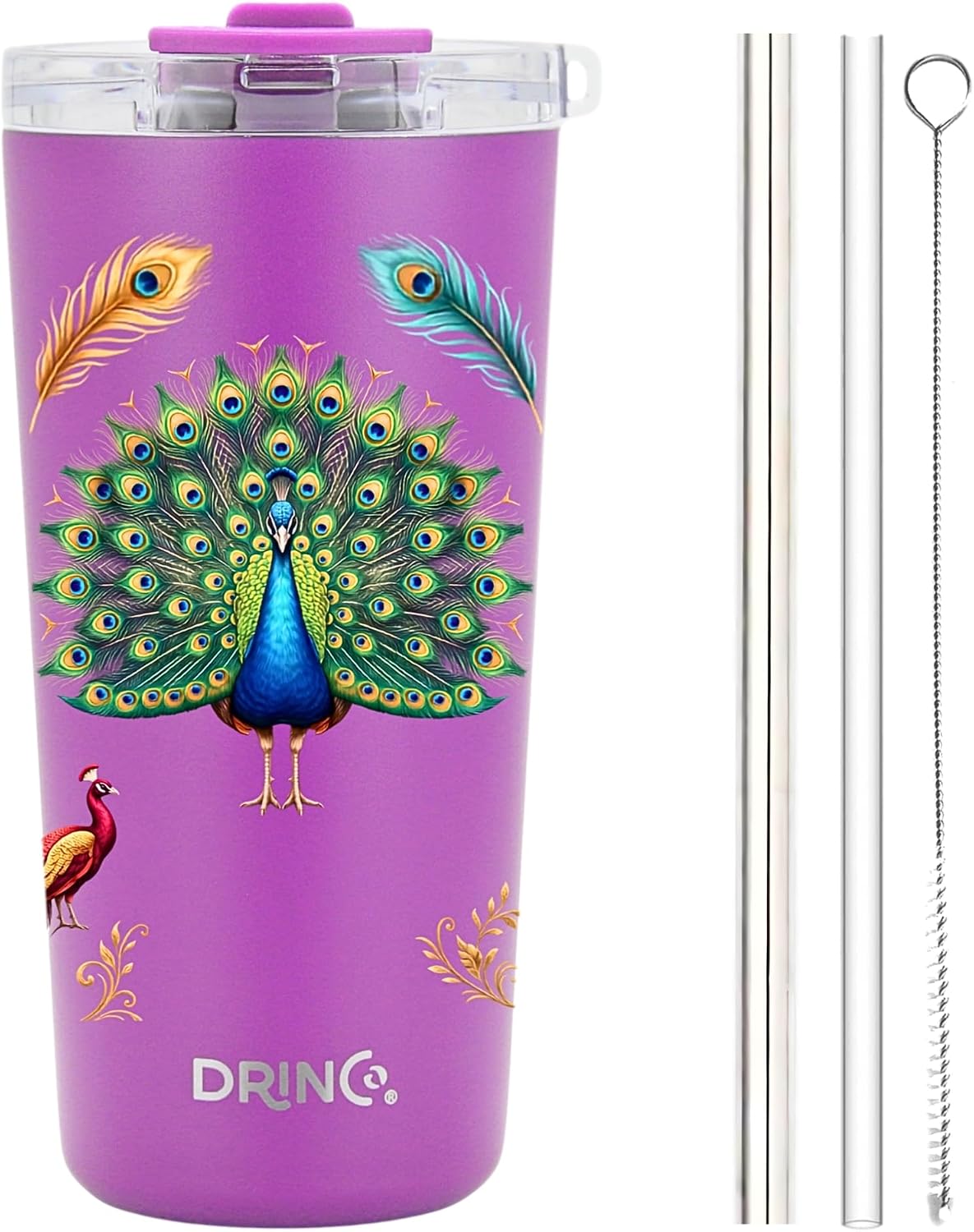 20 oz Stainless Steel Tumbler | Double Walled Vacuum Insulated Mug With Lid, 2 Straws, For Hot & Cold Drinks (20oz Dragonfly)