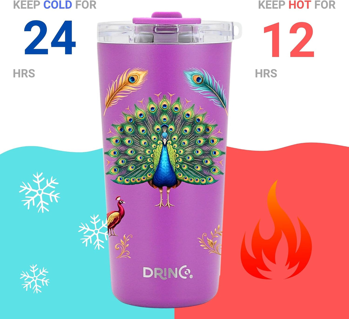 20 oz Stainless Steel Tumbler | Double Walled Vacuum Insulated Mug With Lid, 2 Straws, For Hot & Cold Drinks (20oz Dragonfly)