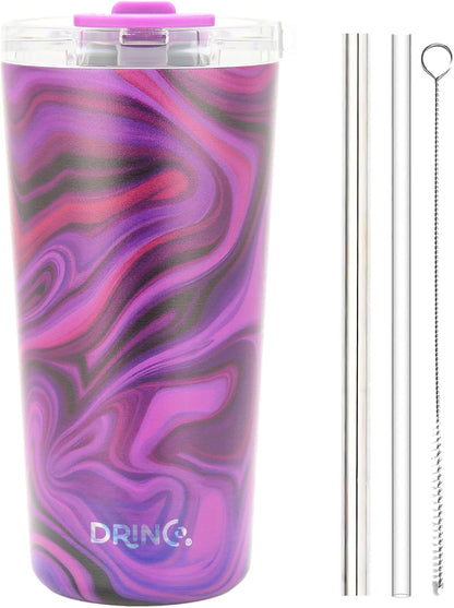 20 oz Stainless Steel Tumbler | Double Walled Vacuum Insulated Mug With Lid, 2 Straws, For Hot & Cold Drinks (20oz Dragonfly)