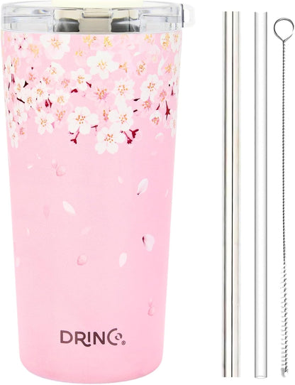 20 oz Stainless Steel Tumbler | Double Walled Vacuum Insulated Mug With Lid, 2 Straws, For Hot & Cold Drinks (20oz Dragonfly)