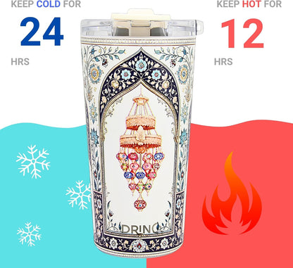 20 oz Stainless Steel Tumbler | Double Walled Vacuum Insulated Mug With Lid, 2 Straws, For Hot & Cold Drinks (20oz Dragonfly)
