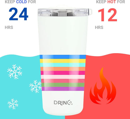 20 oz Stainless Steel Tumbler | Double Walled Vacuum Insulated Mug With Lid, 2 Straws, For Hot & Cold Drinks (20oz Dragonfly)
