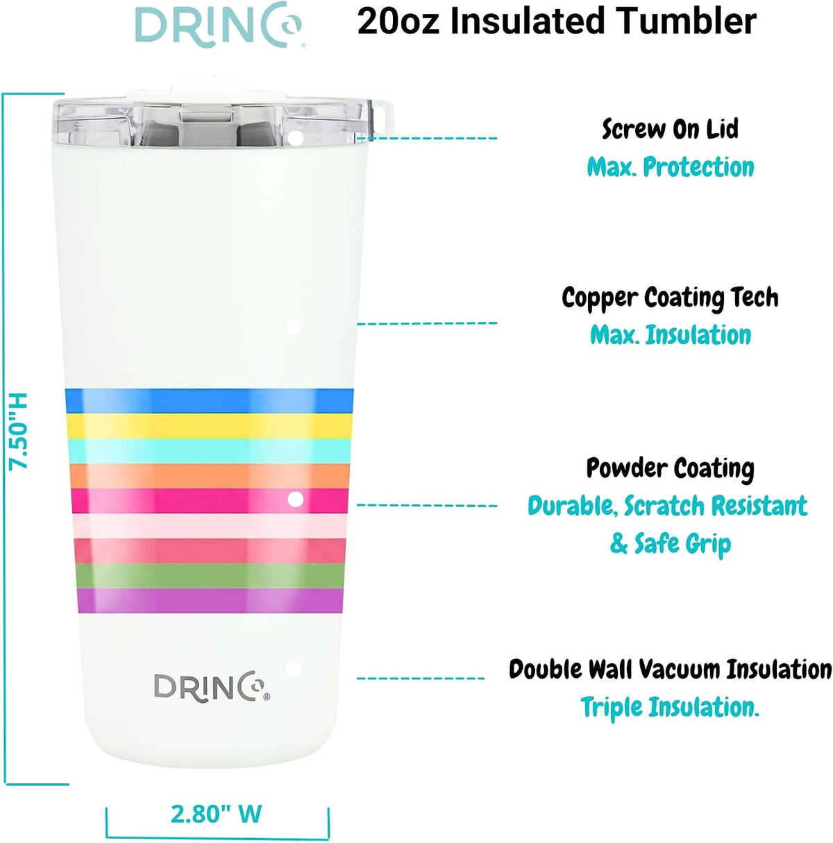 20 oz Stainless Steel Tumbler | Double Walled Vacuum Insulated Mug With Lid, 2 Straws, For Hot & Cold Drinks (20oz Dragonfly)