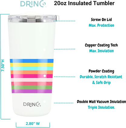 20 oz Stainless Steel Tumbler | Double Walled Vacuum Insulated Mug With Lid, 2 Straws, For Hot & Cold Drinks (20oz Dragonfly)