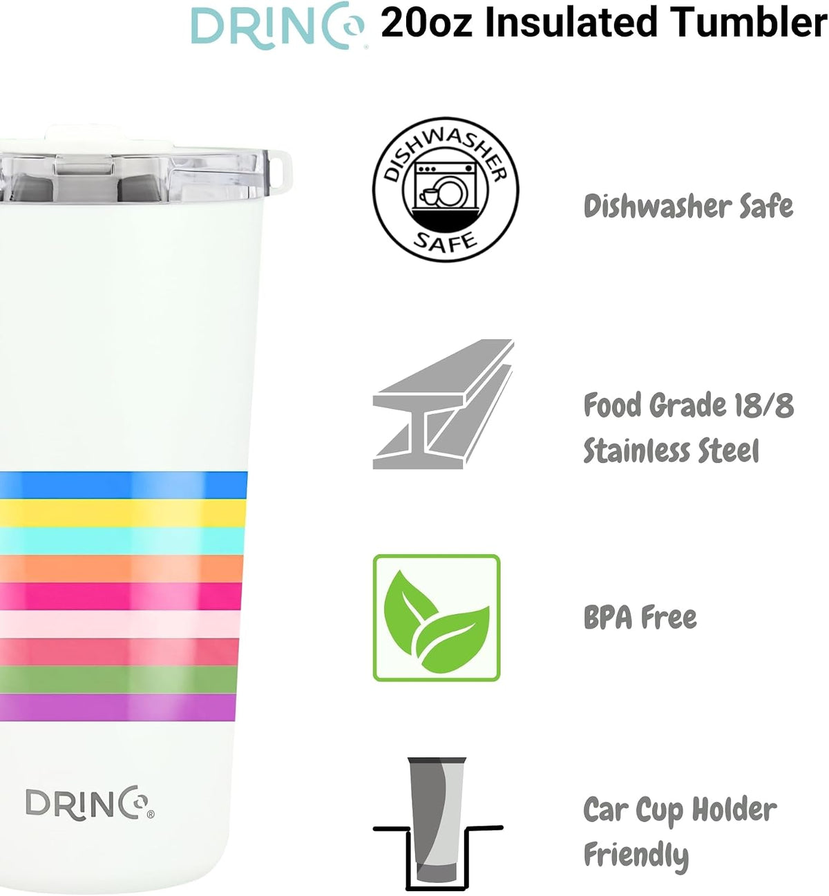 20 oz Stainless Steel Tumbler | Double Walled Vacuum Insulated Mug With Lid, 2 Straws, For Hot & Cold Drinks (20oz Dragonfly)