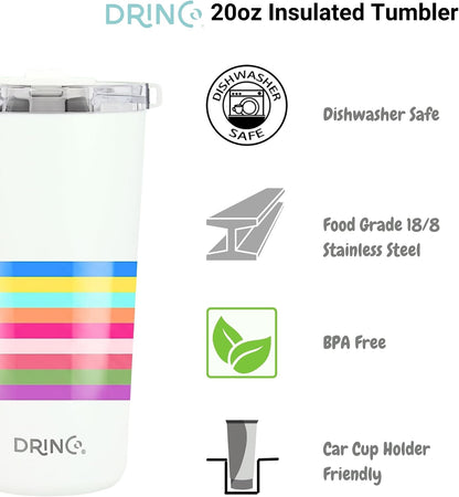 20 oz Stainless Steel Tumbler | Double Walled Vacuum Insulated Mug With Lid, 2 Straws, For Hot & Cold Drinks (20oz Dragonfly)