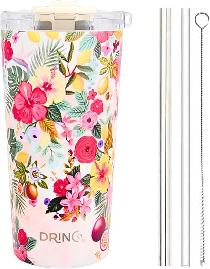 20 oz Stainless Steel Tumbler | Double Walled Vacuum Insulated Mug With Lid, 2 Straws, For Hot & Cold Drinks (20oz Dragonfly)