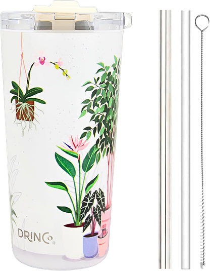 20 oz Stainless Steel Tumbler | Double Walled Vacuum Insulated Mug With Lid, 2 Straws, For Hot & Cold Drinks (20oz Dragonfly)