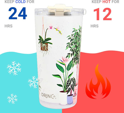 20 oz Stainless Steel Tumbler | Double Walled Vacuum Insulated Mug With Lid, 2 Straws, For Hot & Cold Drinks (20oz Dragonfly)