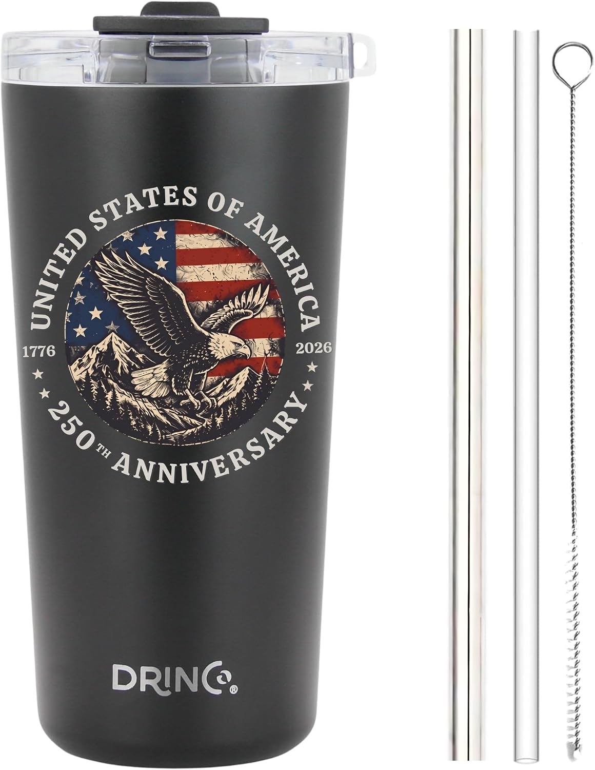 20 oz Stainless Steel Tumbler | Double Walled Vacuum Insulated Mug With Lid, 2 Straws, For Hot & Cold Drinks (20oz Dragonfly)