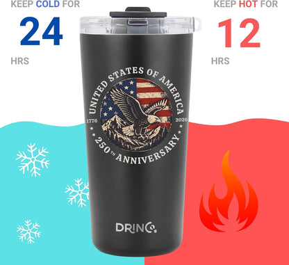 20 oz Stainless Steel Tumbler | Double Walled Vacuum Insulated Mug With Lid, 2 Straws, For Hot & Cold Drinks (20oz Dragonfly)