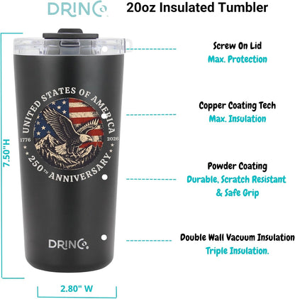 20 oz Stainless Steel Tumbler | Double Walled Vacuum Insulated Mug With Lid, 2 Straws, For Hot & Cold Drinks (20oz Dragonfly)