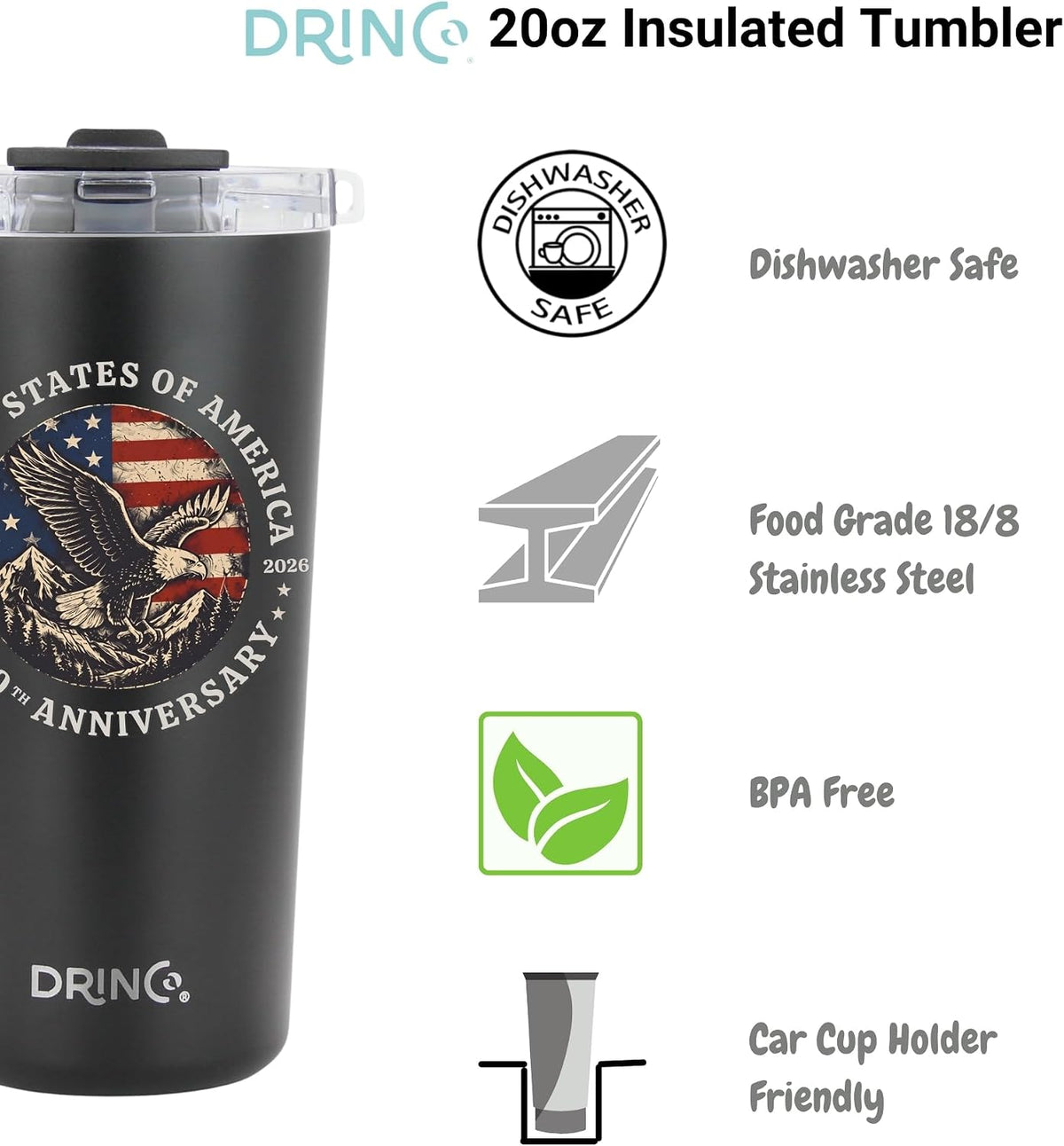 20 oz Stainless Steel Tumbler | Double Walled Vacuum Insulated Mug With Lid, 2 Straws, For Hot & Cold Drinks (20oz Dragonfly)