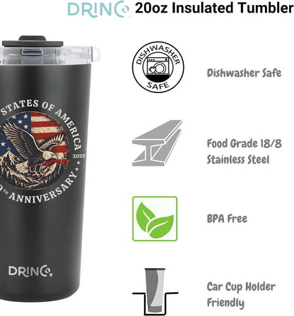 20 oz Stainless Steel Tumbler | Double Walled Vacuum Insulated Mug With Lid, 2 Straws, For Hot & Cold Drinks (20oz Dragonfly)