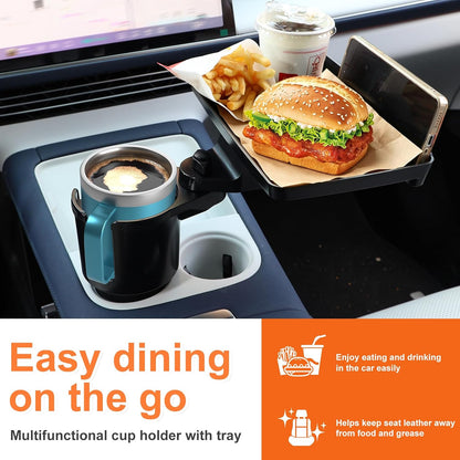 Car Large Cup Holder Expander, 5-in-1 Cupholder Extender with Phone Holder & Swivel and Detachable Snack Food Tray Table for Eating, Travel Essentials for Road Trips for Driver. Model C