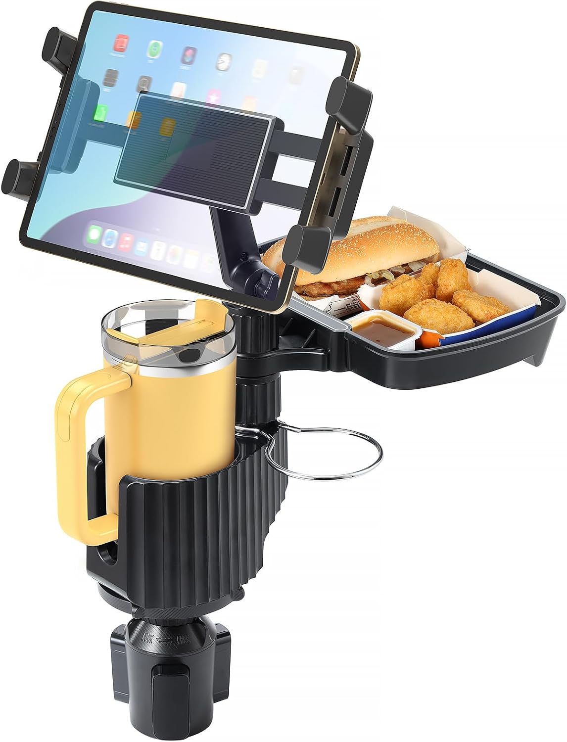 Car Large Cup Holder Expander, 5-in-1 Cupholder Extender with Phone Holder & Swivel and Detachable Snack Food Tray Table for Eating, Travel Essentials for Road Trips for Driver. Model C